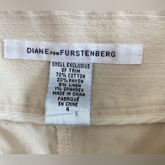 Diane Von Furstenberg Womens Size 4 High Waist Beige Flared Leg Stretch Pants - Picture 5 of 8